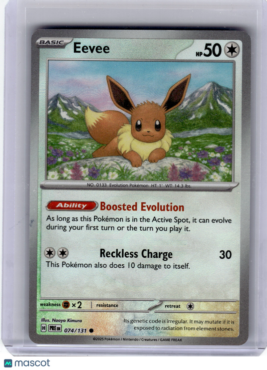 2025 Pokemon—Eevee #74 Prismatic Evolutions—Rare Holo (Masterball)