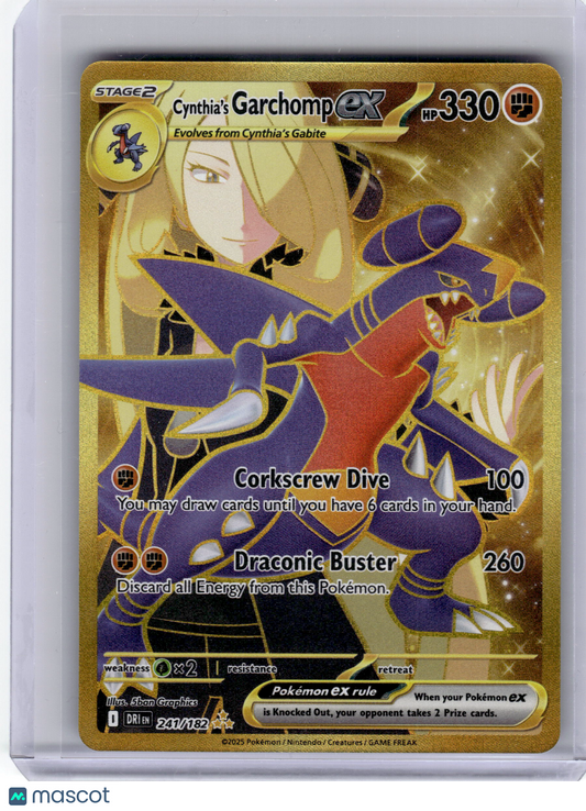 2025 Pokemon—Cynthia's Garchomp EX #241 Destined Rivals—Hyper Rare Gold