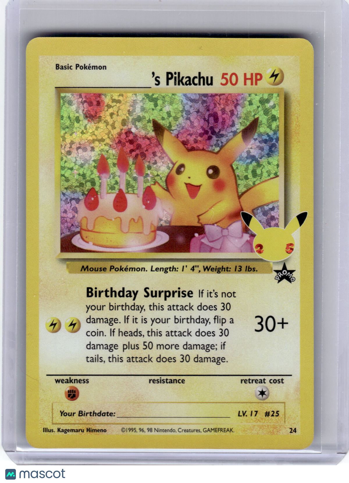 2021 Pokemon—Pikachu #25 Celebrations: Classic Collection—Black Star Promo Holo