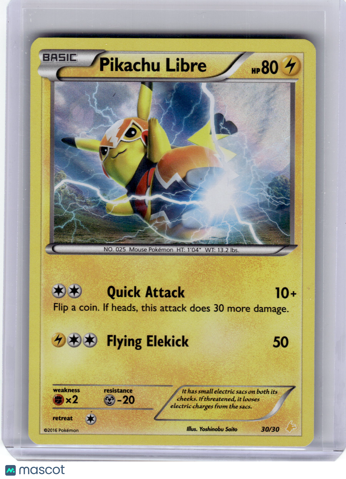 2016 Pokemon—Pikachu Libre #30 XY Trainer Kit: Pikachu Libre & Suicune— Holo LP