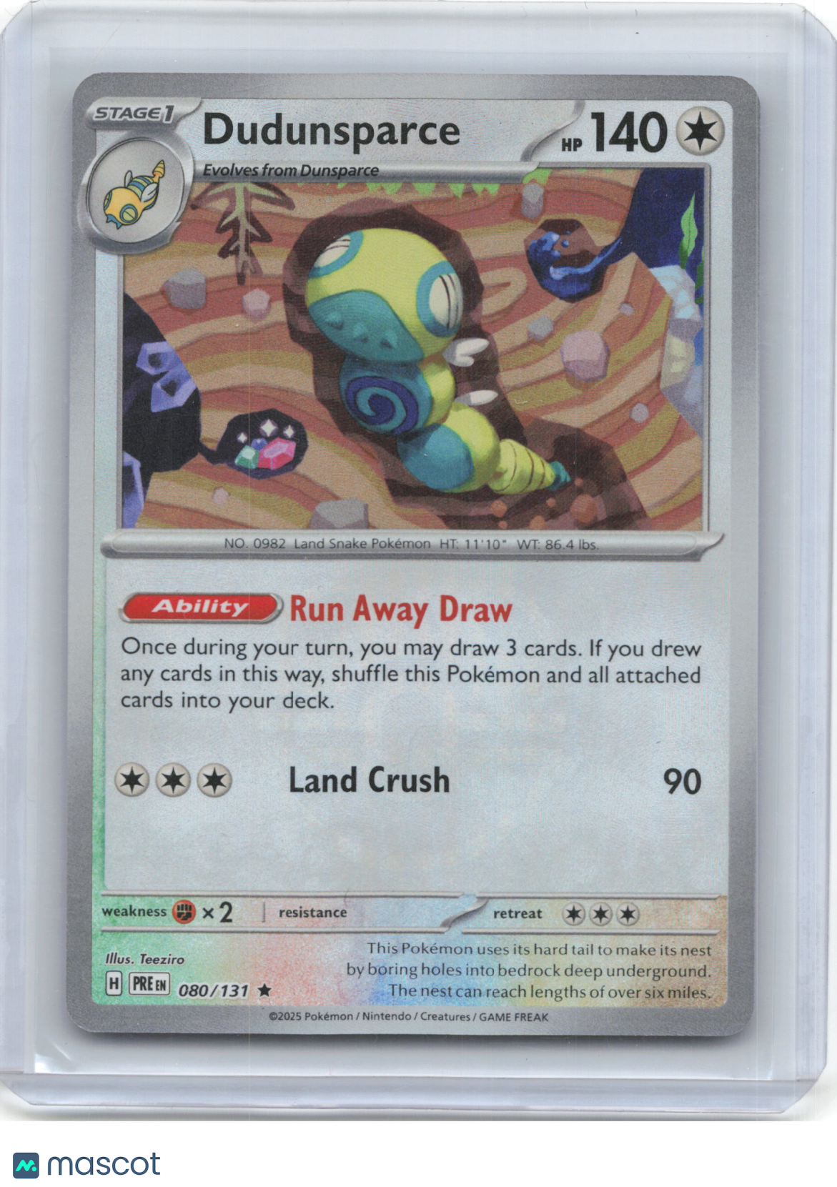 2025 Pokemon—Dudunsparce #80/131 S&V: Prismatic Evolutions—(Master Ball)