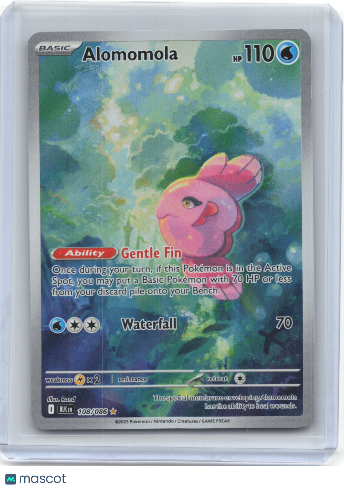 2025 Pokemon—Alomomola #108/86 Scarlet & Violet Black Bolt—Illustration Rare