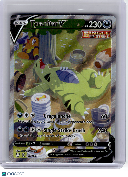 2021 Pokemon—Tyranitar V #155 Battle Styles—Ultra Rare Holo Heavily Played