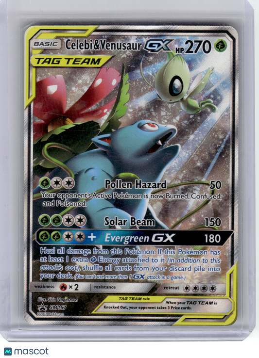 2019 Pokemon—Celebi & Venusaur GX #167 Sun & Moon—Black Star Promo Holo