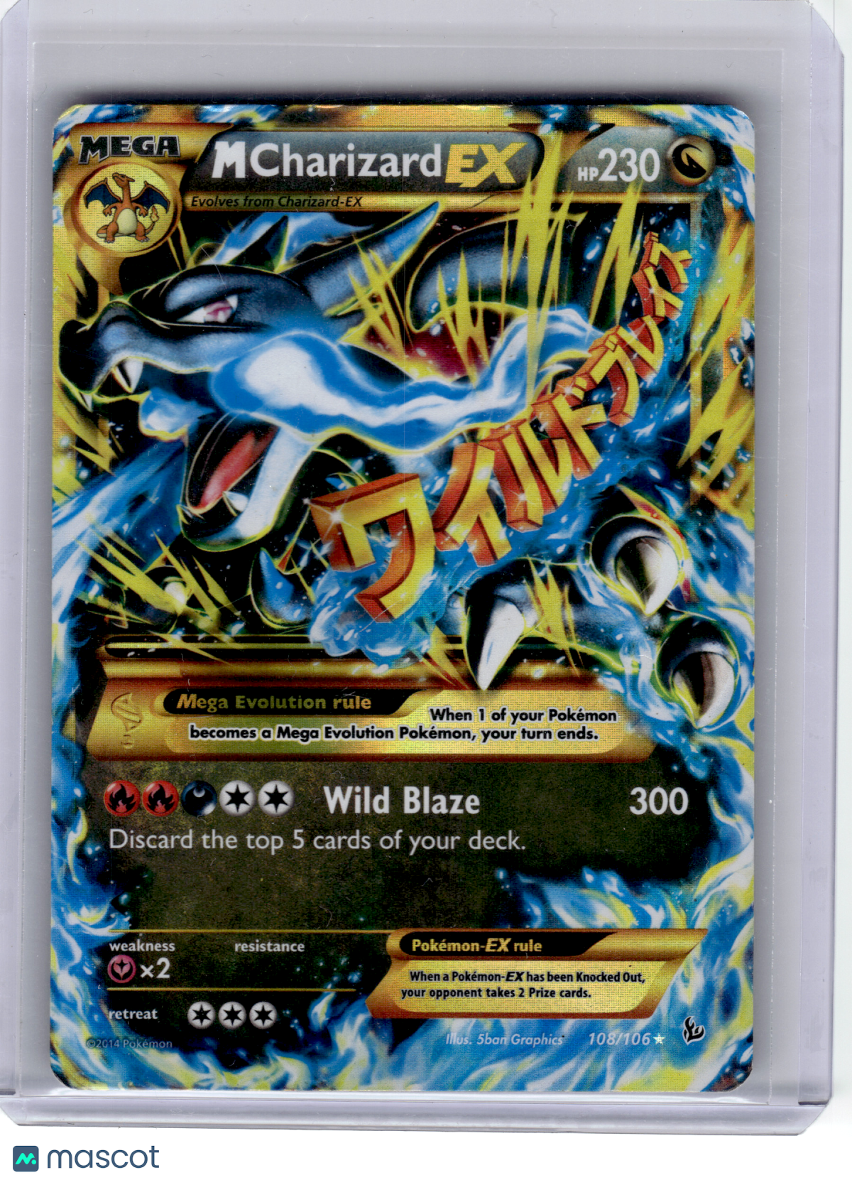 2014 Pokemon—M Charizard EX #108 Flashfire—Secret Rare Holo [Damage]