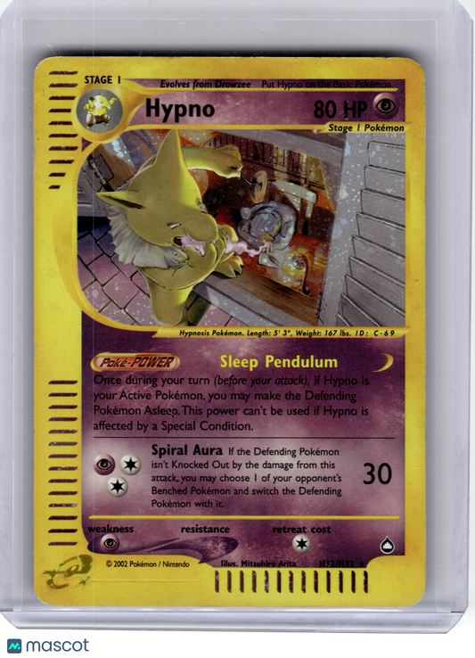 2002 Pokemon—Hypno #H12 Aquapolis—Rare Holo [Damage]