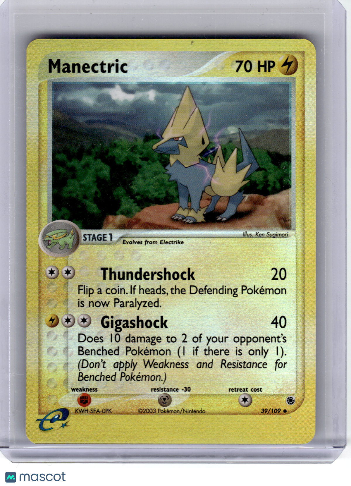 2003 Pokemon—Manectric #39 Ruby and Sapphire—Rare Holo