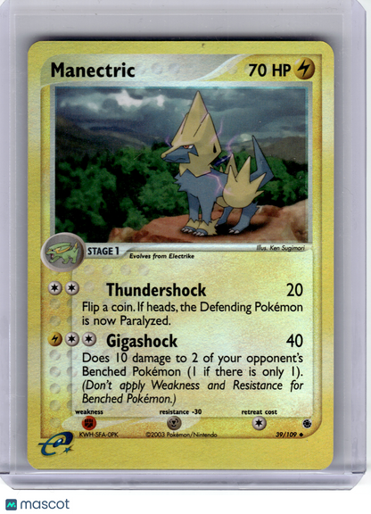 2003 Pokemon—Manectric #39 Ruby and Sapphire—Rare Holo