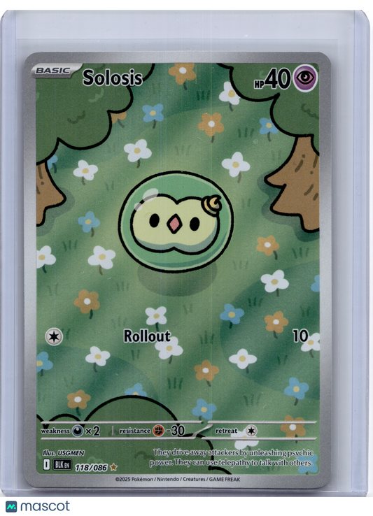 2025 Pokemon—Solosis #118 Black Bolt—Illustration Rare Holo