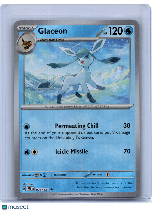 2025 Pokemon—Glaceon #25 Prismatic Evolutions—Rare Reverse Holo [Masterball]