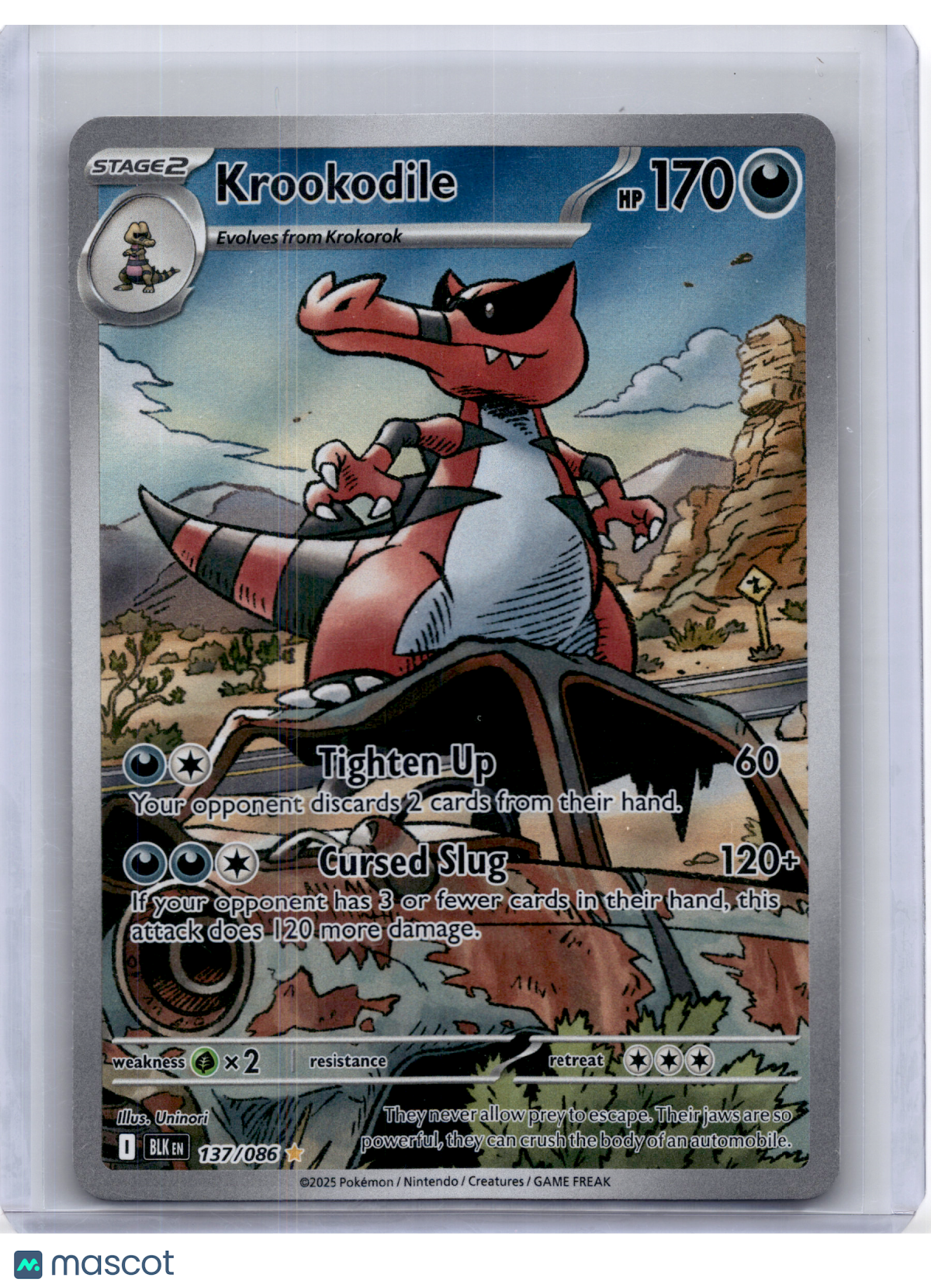 2025 Pokemon—Krookodile #137 Black Bolt—Illustration Rare Holo