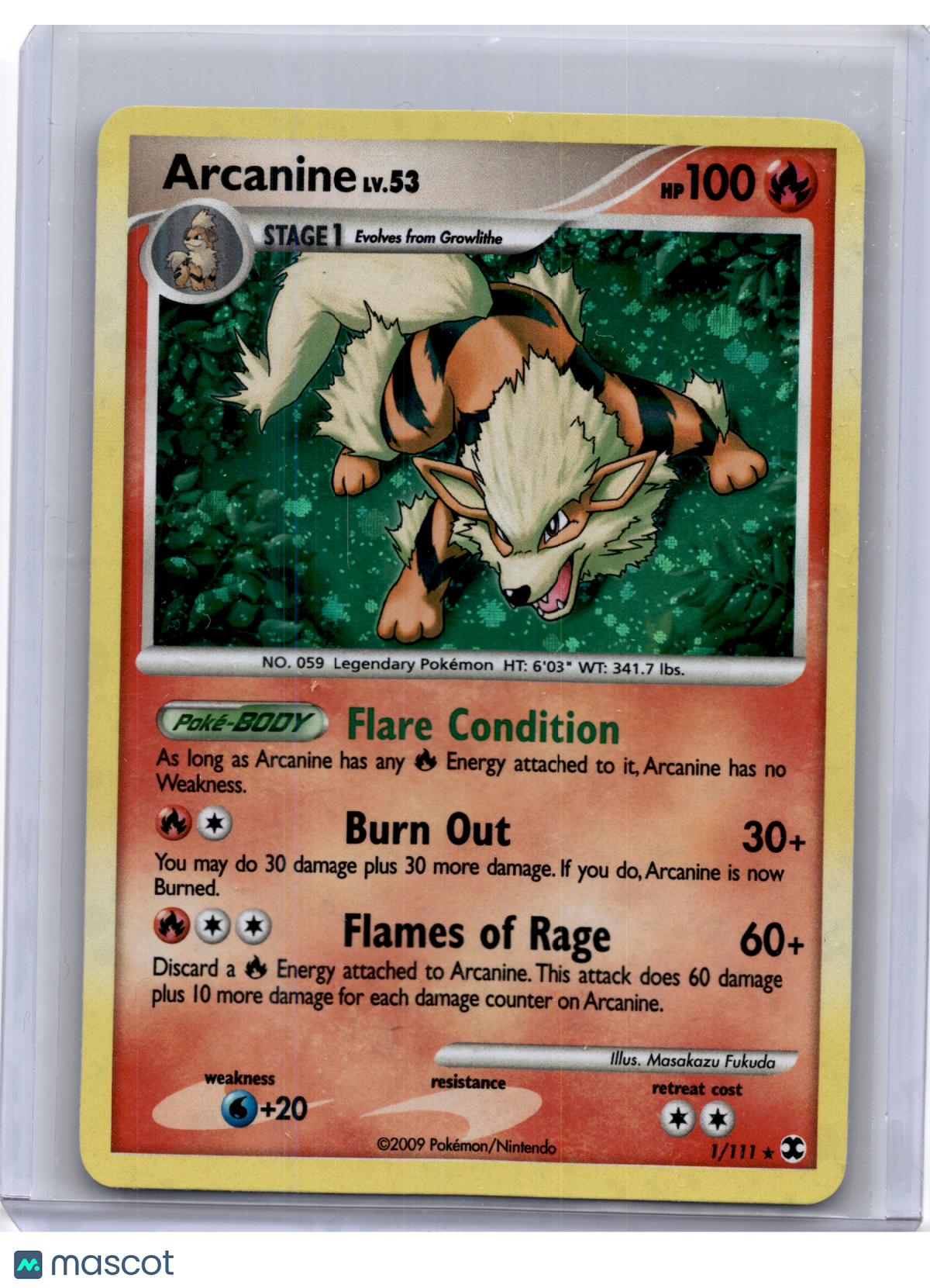 2009 Pokemon—Arcanine #1 Rising Rivals—Rare Holo