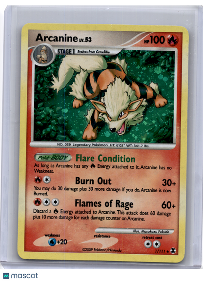 2009 Pokemon—Arcanine #1 Rising Rivals—Rare Holo