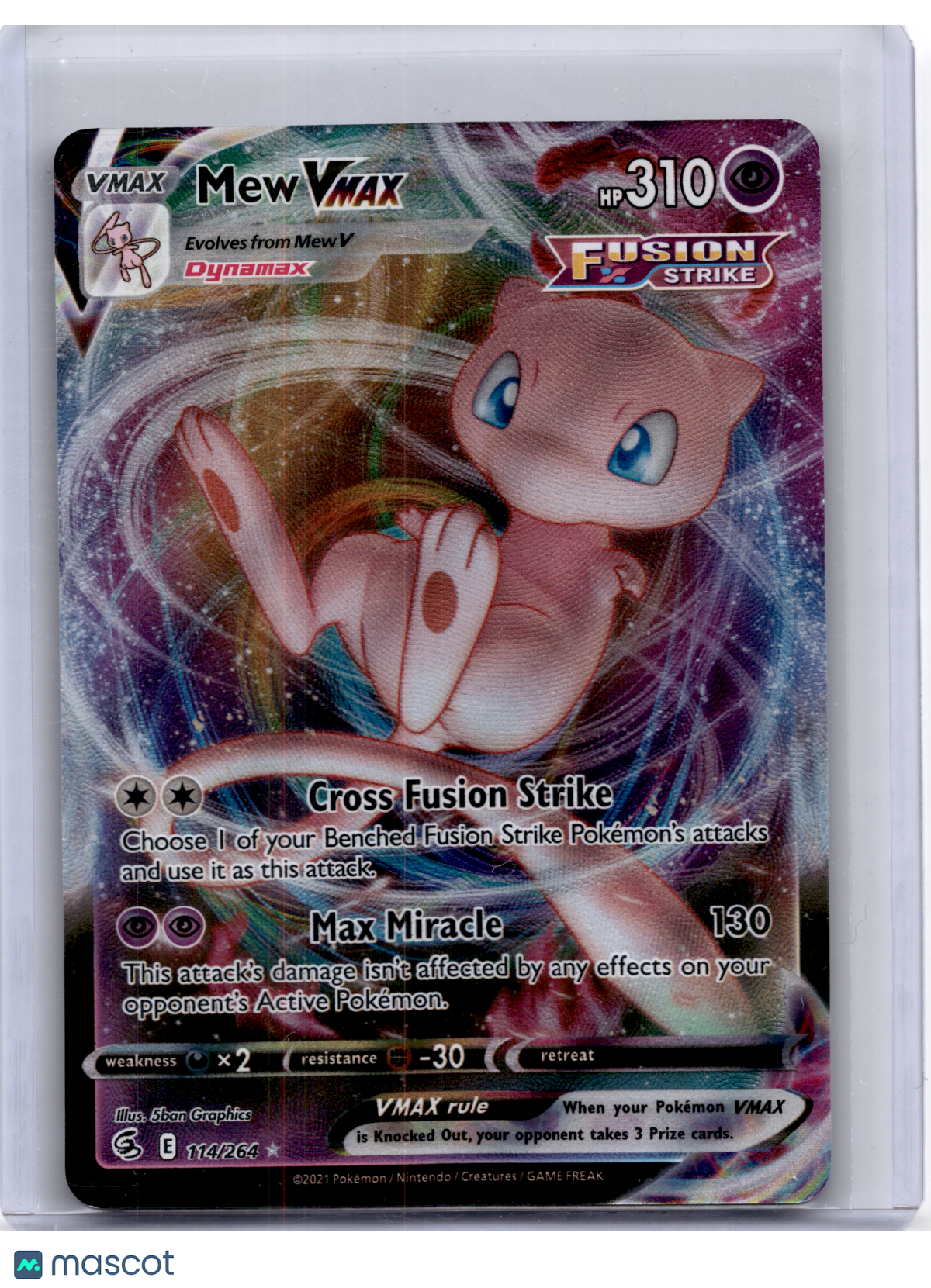 2021 Pokemon—Mew VMAX #114 Fusion Strike—Rare Holo