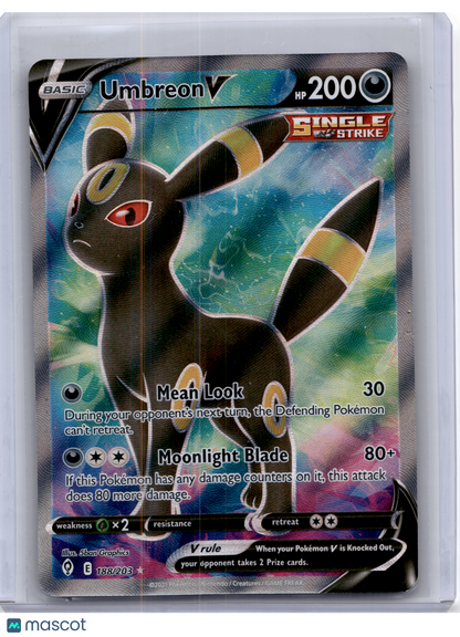 2021 Pokemon—Umbreon V #188 Evolving Skies—Rare Holo