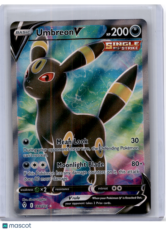 2021 Pokemon—Umbreon V #188 Evolving Skies—Rare Holo