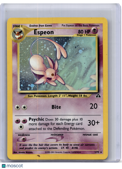 2001 Pokemon—Espeon #1 Neo Discovery—Rare Holo [Moderately Played +]