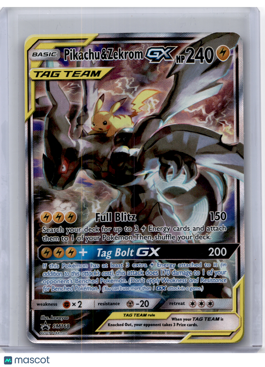 2019 Pokemon—Pikachu & Zekrom GX #168 Sun & Moon—Black Star Promo Holo