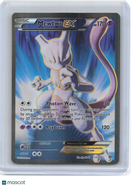2015 Pokemon—Mewtwo EX #157/162 Breakthrough—Ultra Rare Holo (Damaged)