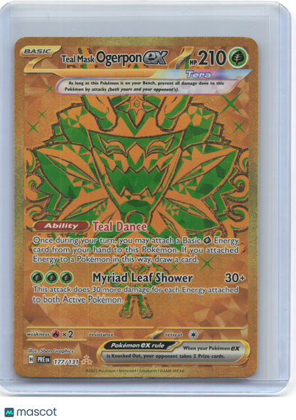 2024 Pokemon—Teal Mask Ogerpon ex #177/131 Prismatic Evolutions—Hyper Rare Gold