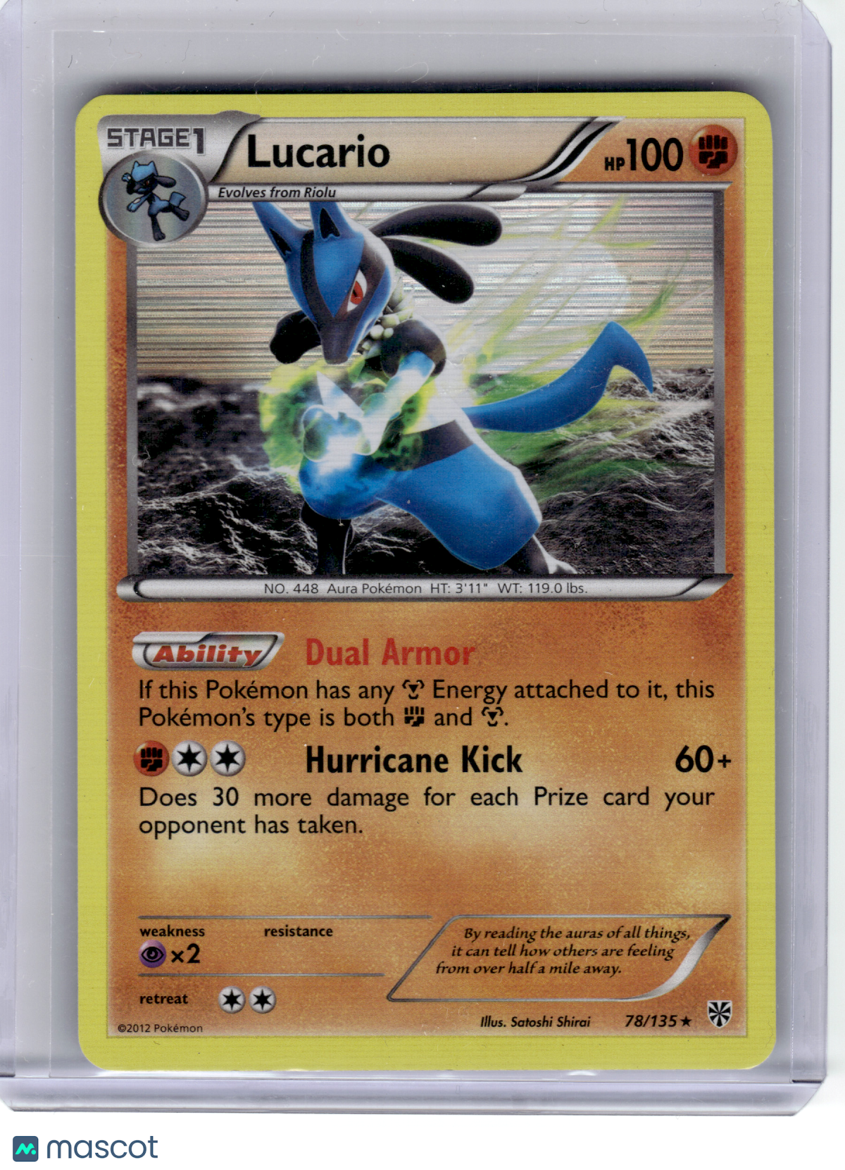2012 Pokemon—Lucario #78 Plasma Storm—Rare Holo [Lightly Played]