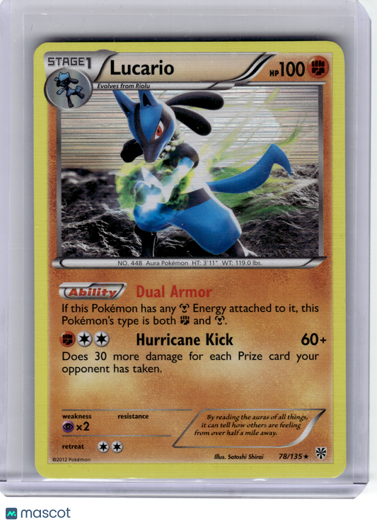 2012 Pokemon—Lucario #78 Plasma Storm—Rare Holo [Lightly Played]