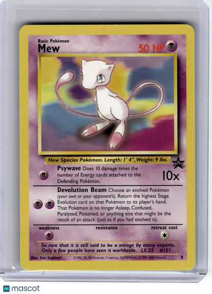 2000 Pokemon—Mew #8 Wizard of the Coast—Black Star Promo Non-Holo