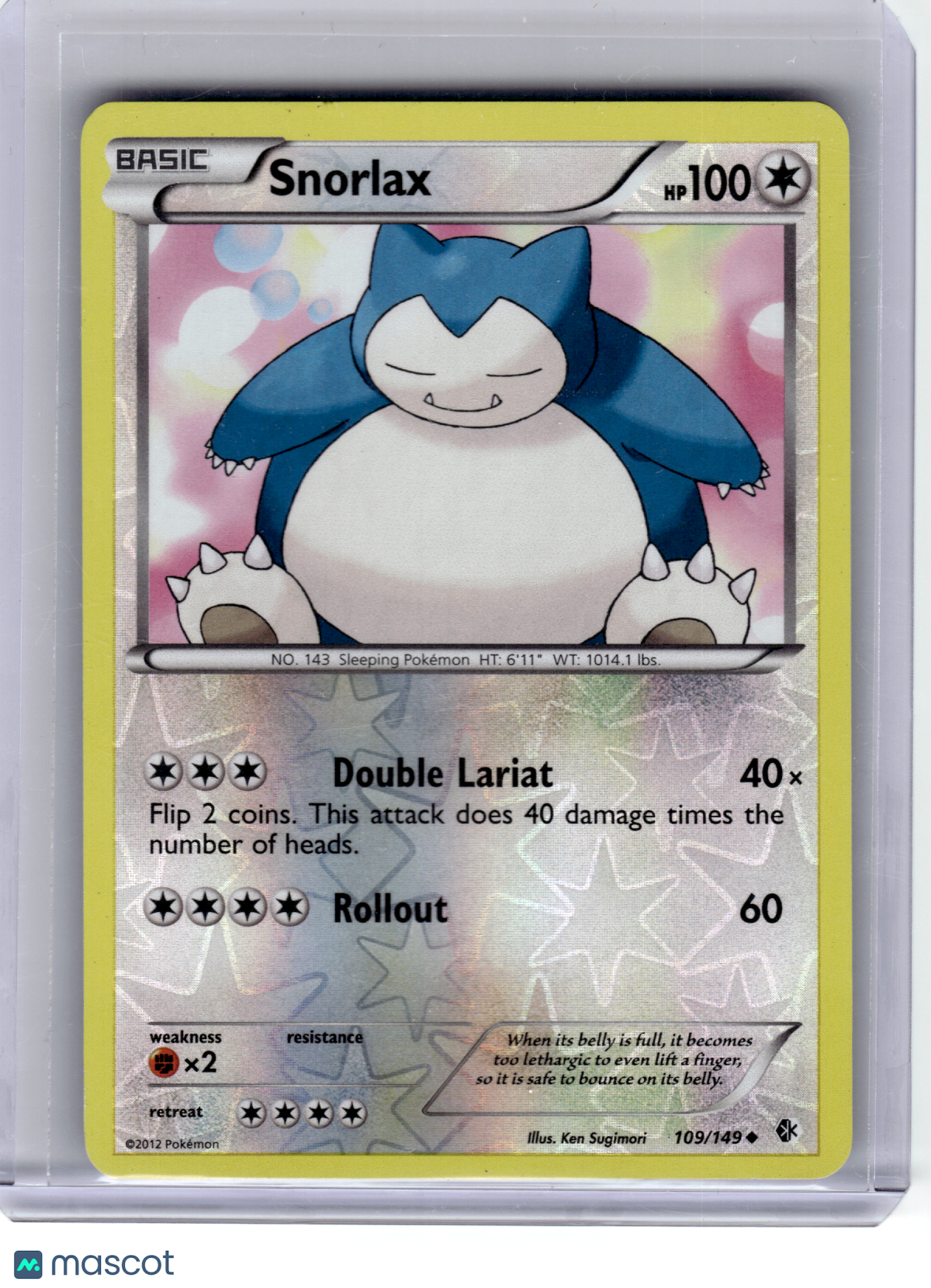 2012 Pokemon—Snorlax #109 Boundaries Crossed—Uncommon Reverse Holo [HP]