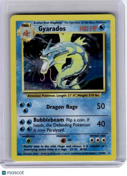 1999 Pokemon—Gyarados #6 Base Set—Rare Holo [Lightly Played]