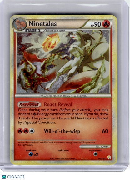 2010 Pokemon—Ninetales #7 HeartGold & SoulSilver—Rare Holo