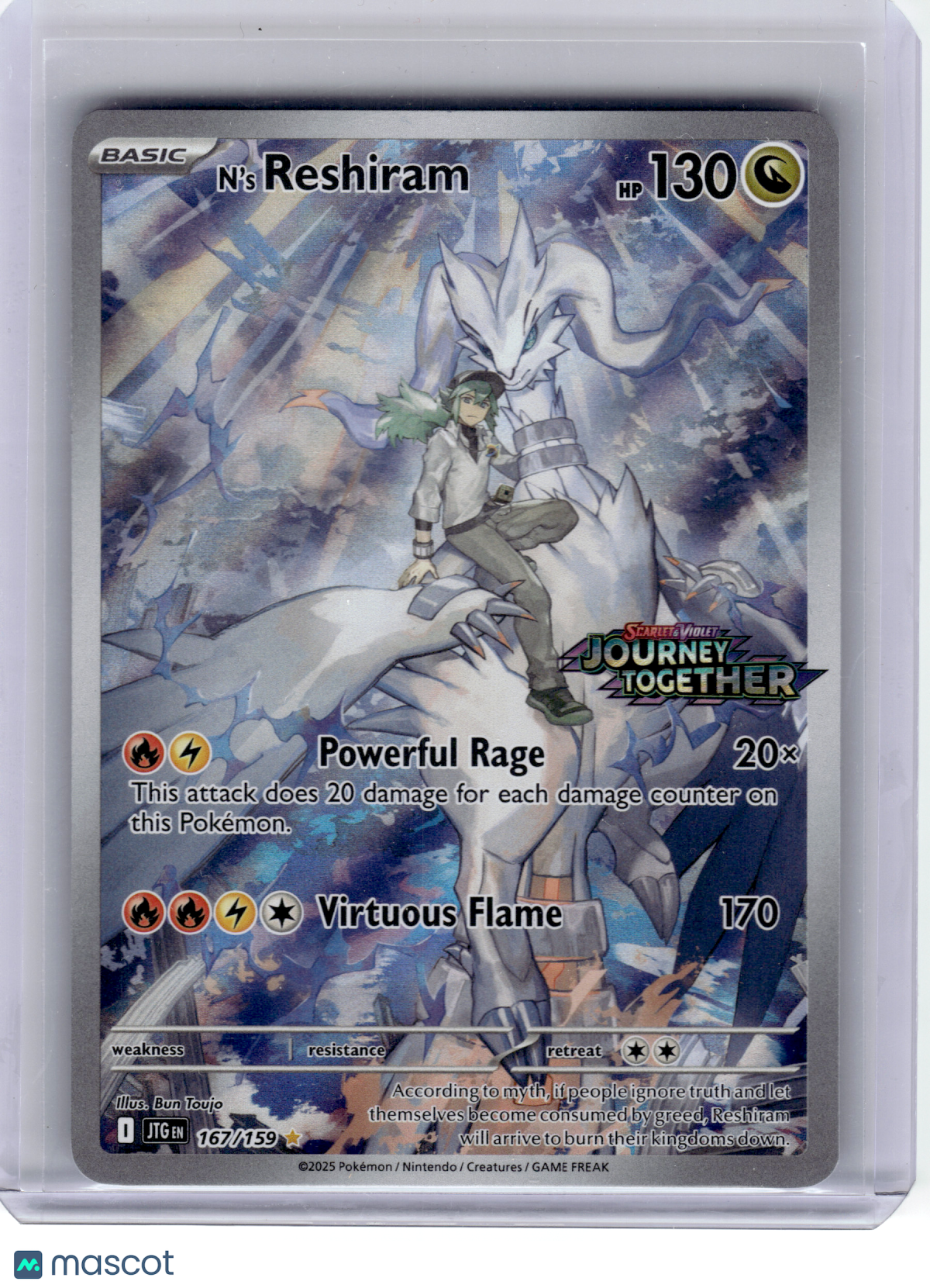 2025 Pokemon—N'S Reshiram #167 Journey Together—Illustration Rare Holo (Stamped)