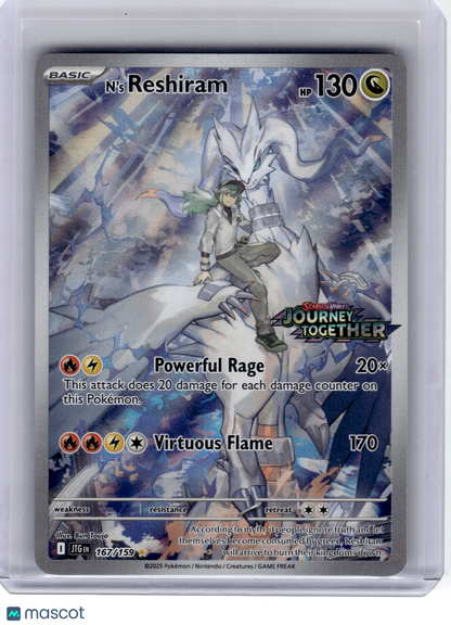 2025 Pokemon—N'S Reshiram #167 Journey Together—Illustration Rare Holo (Stamped)