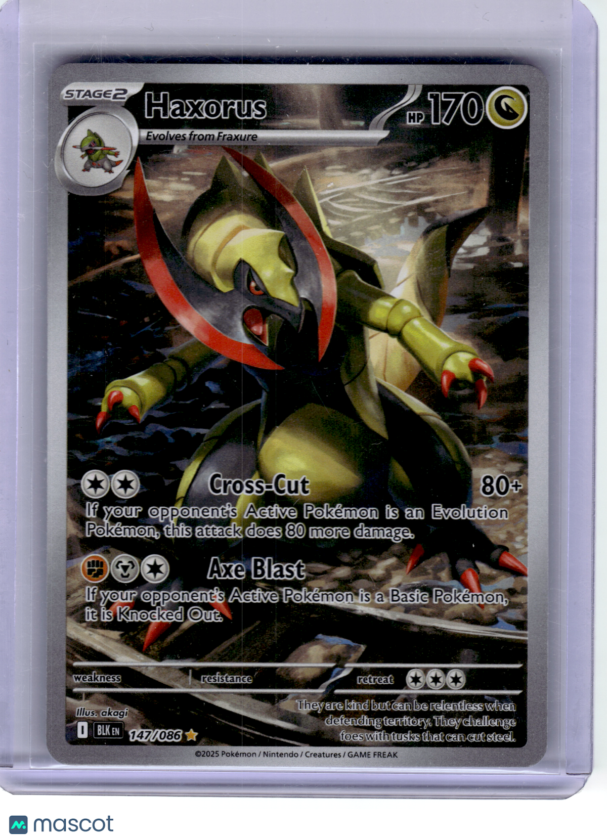 2025 Pokemon—Haxorus #147 Black Bolt—Illustration Rare Holo