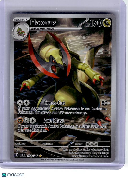 2025 Pokemon—Haxorus #147 Black Bolt—Illustration Rare Holo