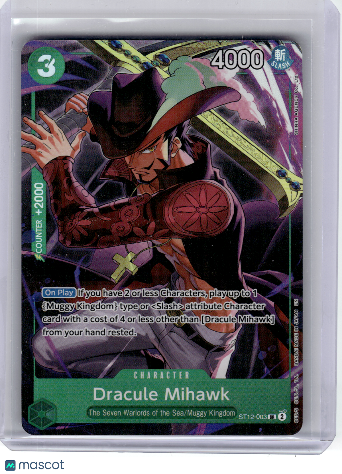 2025 One Piece—Dracule Mihawk #ST12-003 Illustration Box No. 4—Super Rare Foil