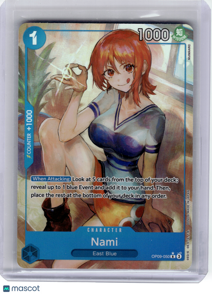 2025 One Piece—Nami #OP09-050 Emperors in the New World—Rare Holo Alt Art