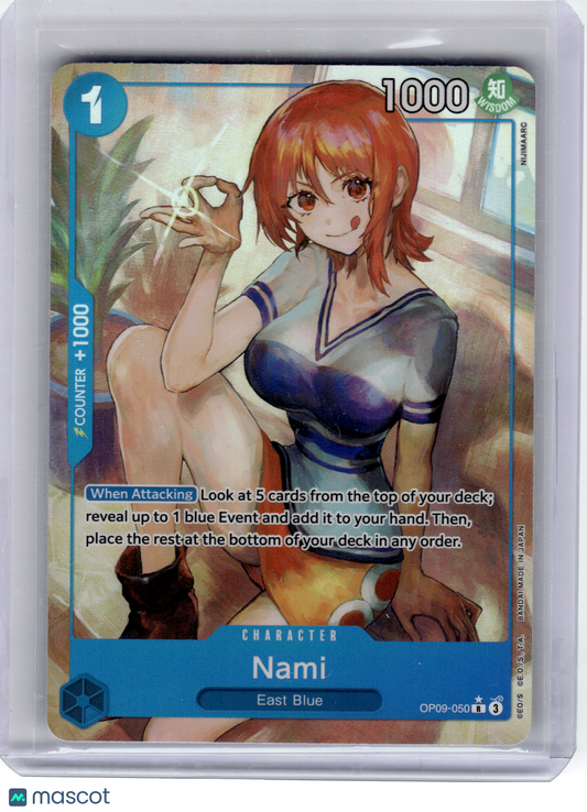 2025 One Piece—Nami #OP09-050 Emperors in the New World—Rare Holo Alt Art