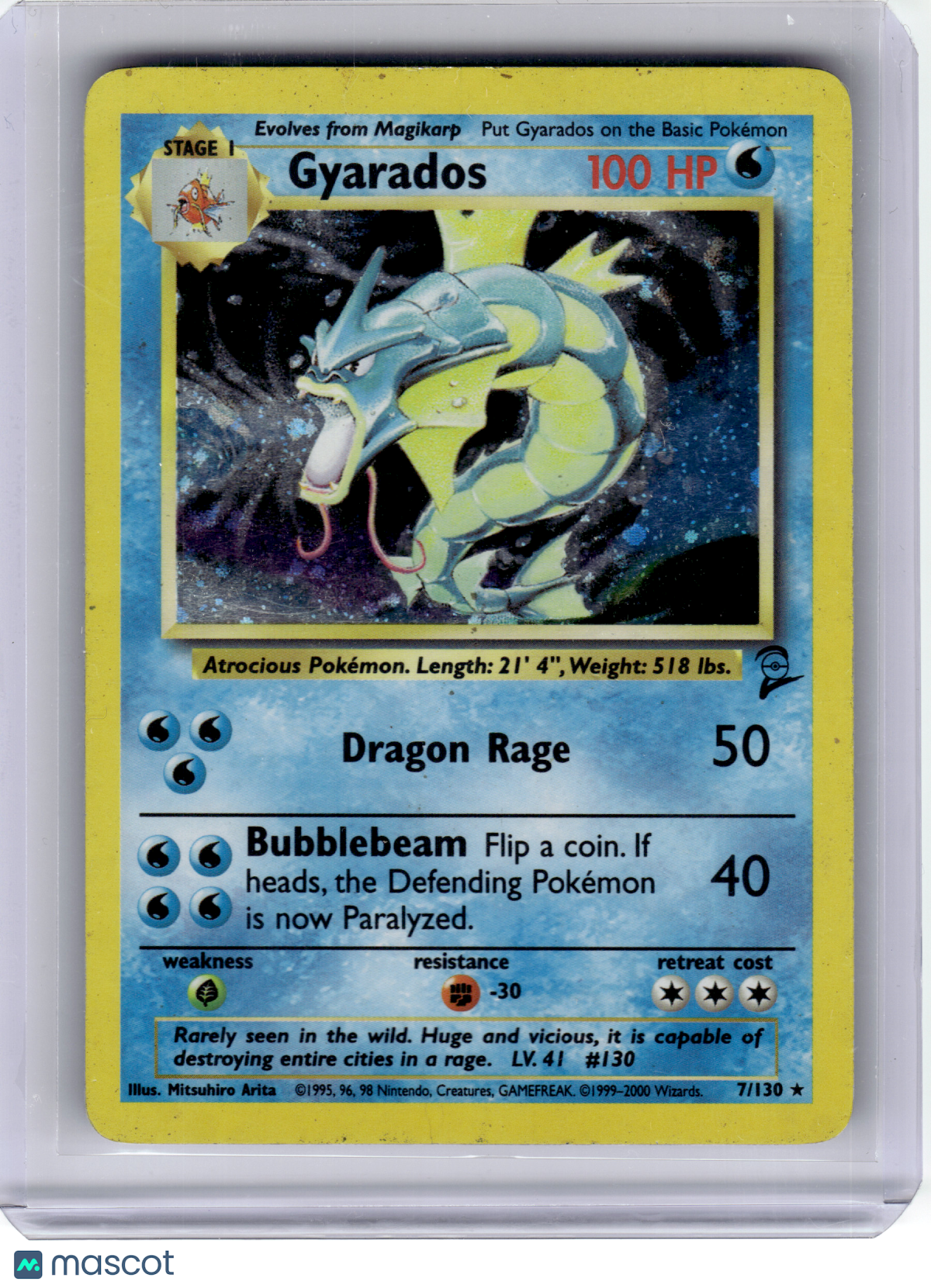 2000 Pokemon—Gyarados #7 Base Set 2—Rare Holo [Heavily Played]