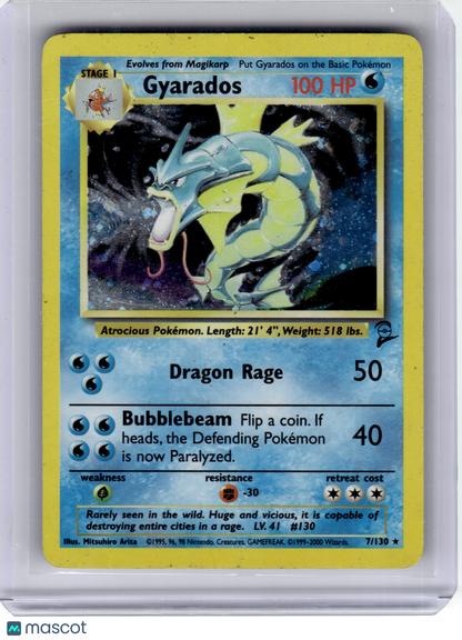 2000 Pokemon—Gyarados #7 Base Set 2—Rare Holo [Heavily Played]