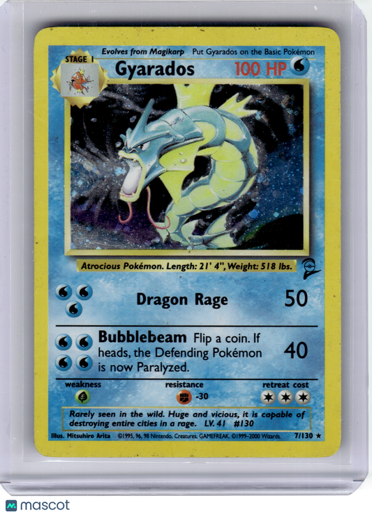 2000 Pokemon—Gyarados #7 Base Set 2—Rare Holo [Heavily Played]