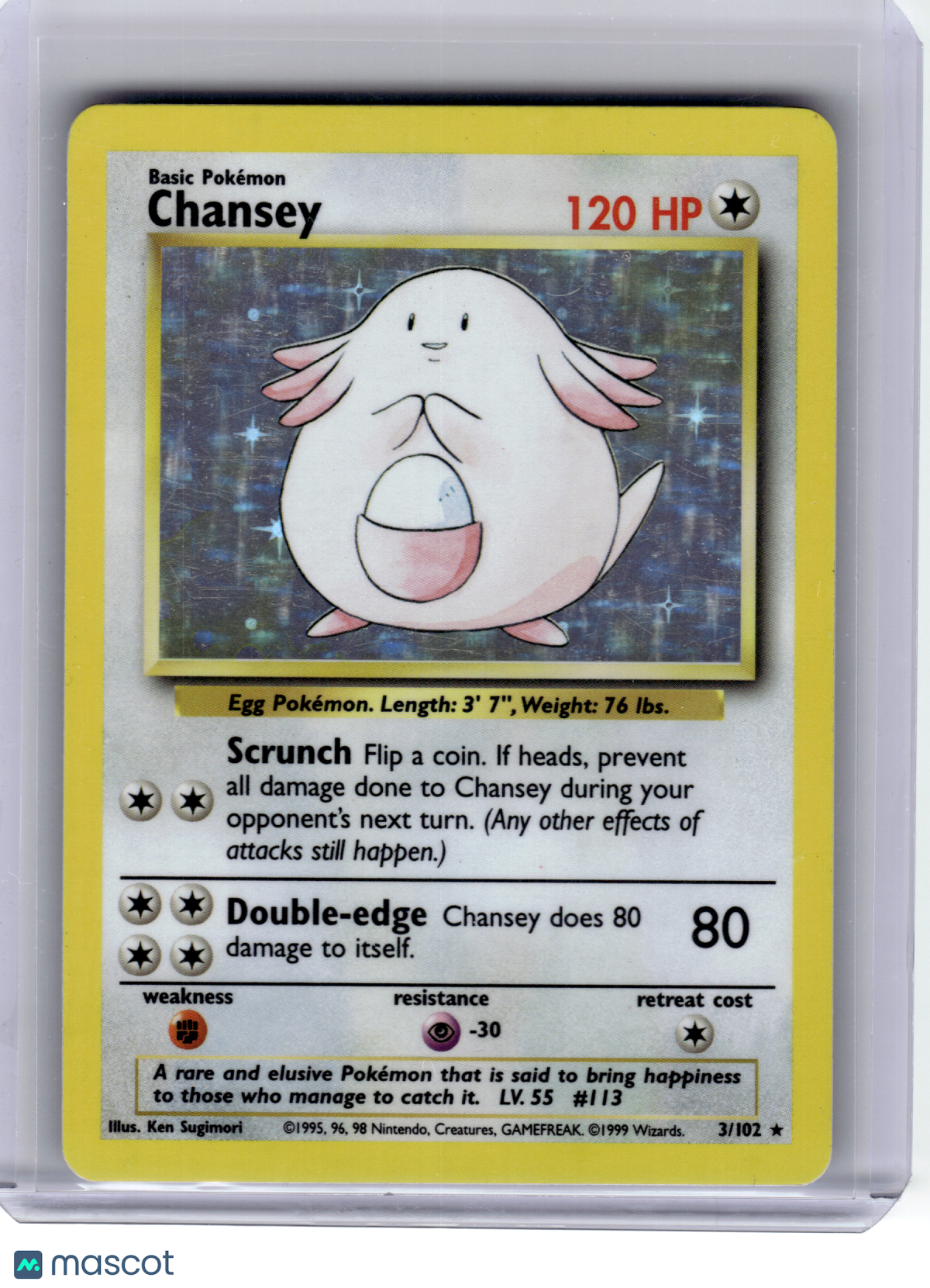 1999 Pokemon—Chansey #3 Base Set—Rare Holo [Lightly Played]