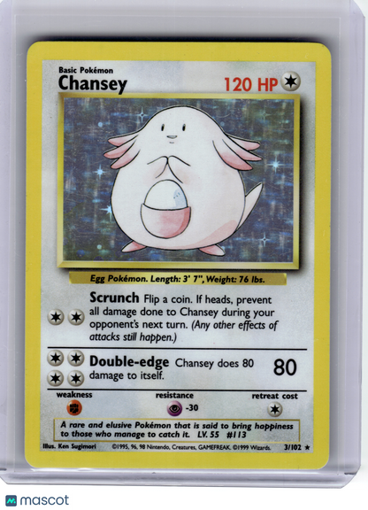 1999 Pokemon—Chansey #3 Base Set—Rare Holo [Lightly Played]