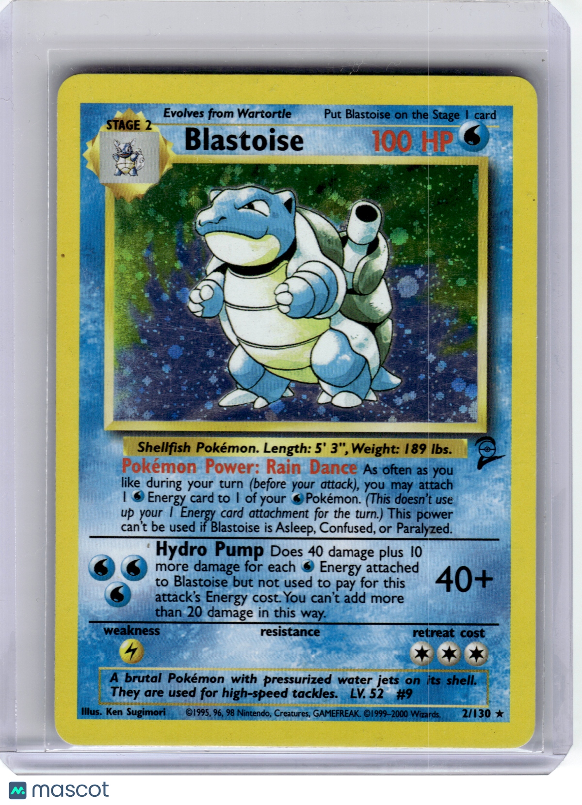 2000 Pokemon—Blastoise #2 Base Set 2—Rare Holo [Moderately Played]