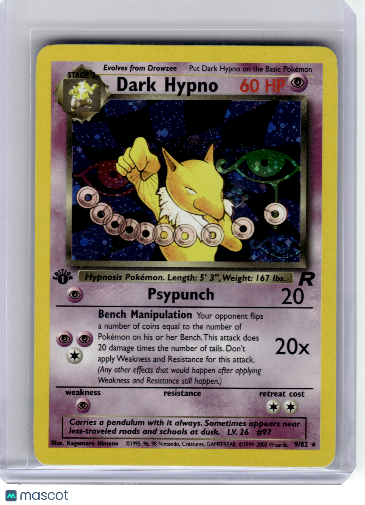 2000 Pokemon—Dark Hypno #9 Team Rocket—Rare Holo [Lightly Played] 1st Edition