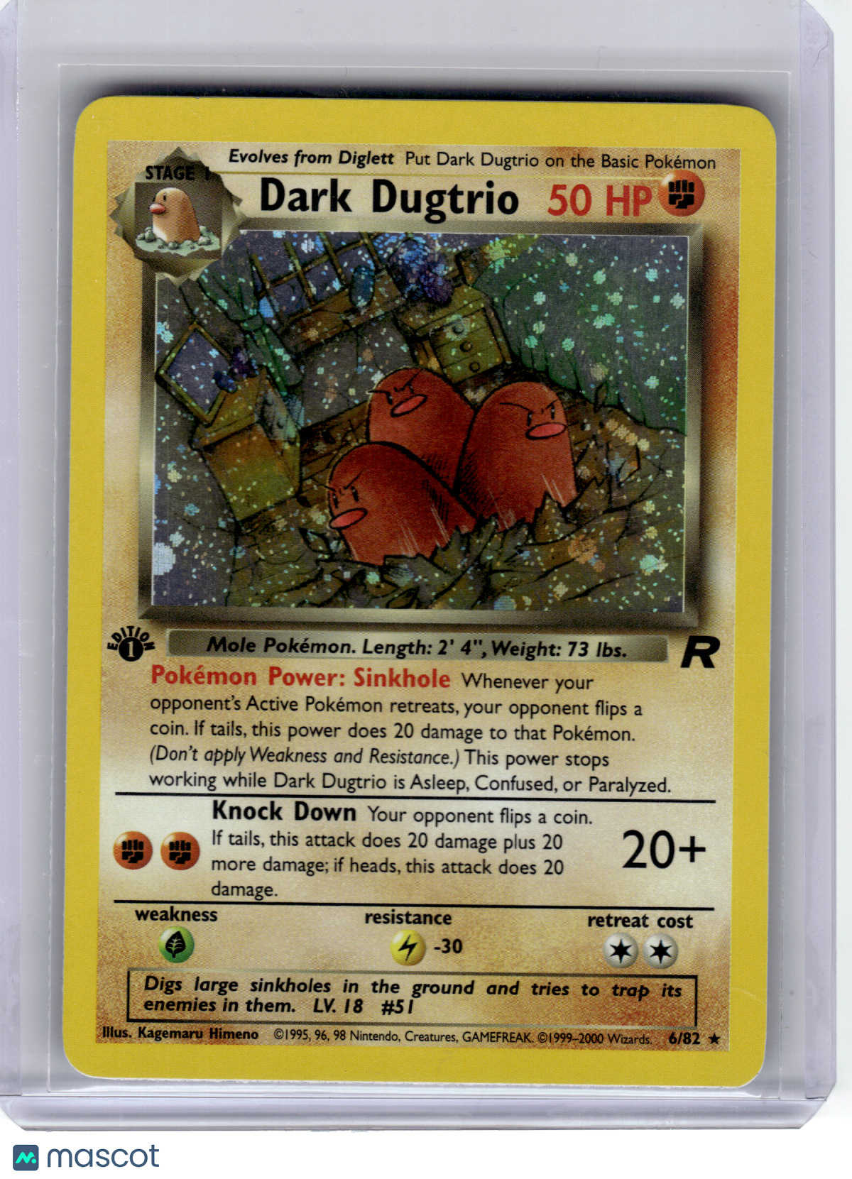 2000 Pokemon—Dark Dugtrio #6 Team Rocket—Rare Holo [Lightly Played] 1st Edition