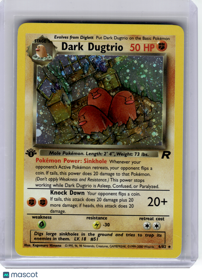 2000 Pokemon—Dark Dugtrio #6 Team Rocket—Rare Holo [Lightly Played] 1st Edition