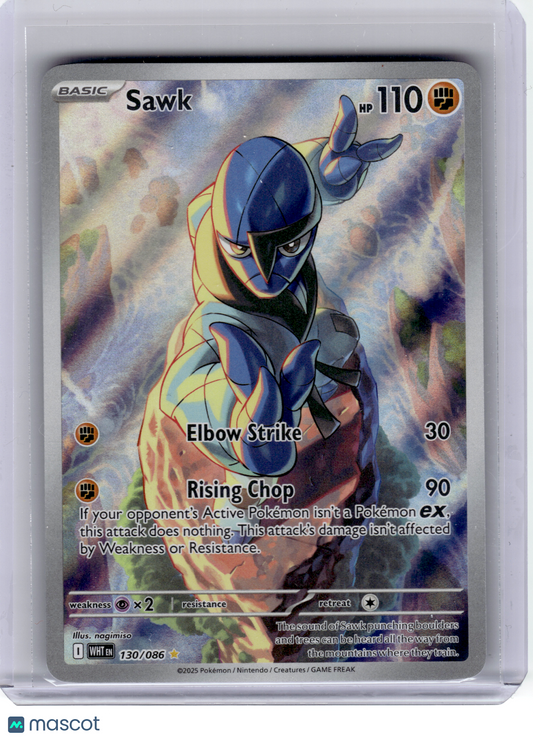 2025 Pokemon—Sawk #130 White Flare—Illustration Rare Holo