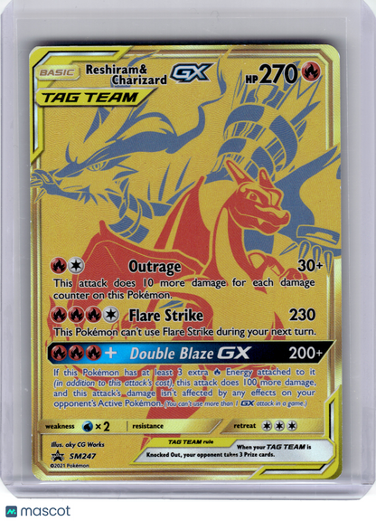 2021 Pokemon—Reshiram & Charizard GX #SM247 Sun & Moon—Black Star Promo Gold