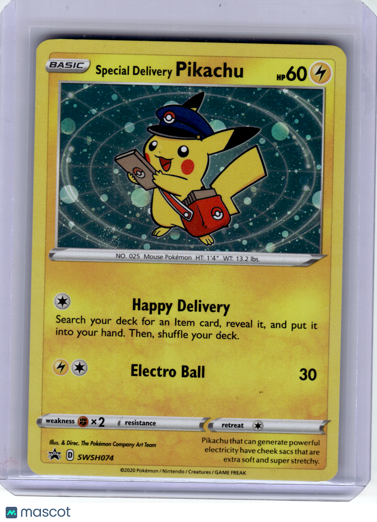 2020 Pokemon—Special Delivery Pikachu #074 Sword & Shield—Black Star Promo Holo