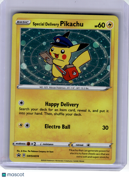 2020 Pokemon—Special Delivery Pikachu #074 Sword & Shield—Black Star Promo Holo